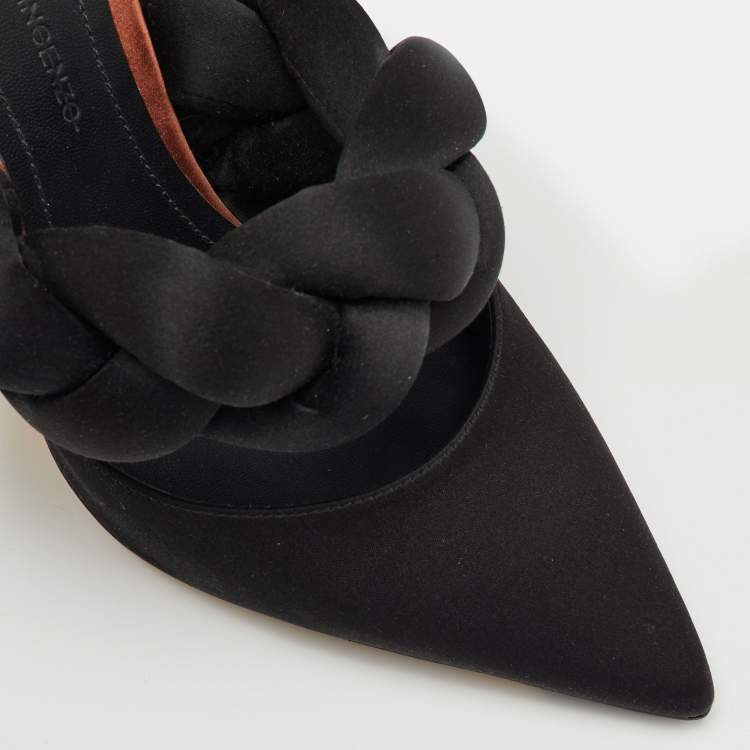 Pre Owned Marco de Vincenzo Black/Brown Satin Rope Pointed Toe Pumps Size 39