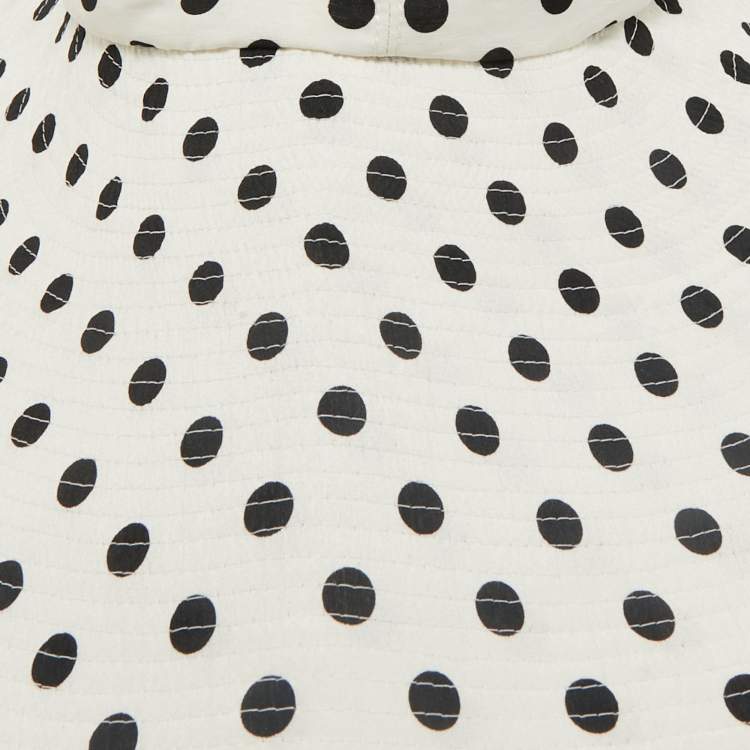Pre Owned Marianna Senchina White Polka Dots Floppy Hat M
