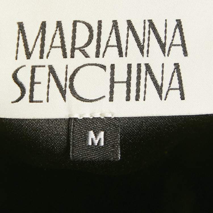 Pre Owned Marianna Senchina Black Velvet Heart Studded Strapless Mini Dress M