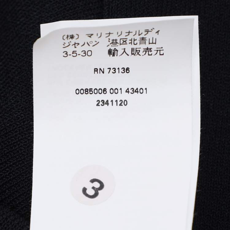 Pre Owned Marina Rinaldi Navy Blue/White Rib Knit Belted Cardigan L