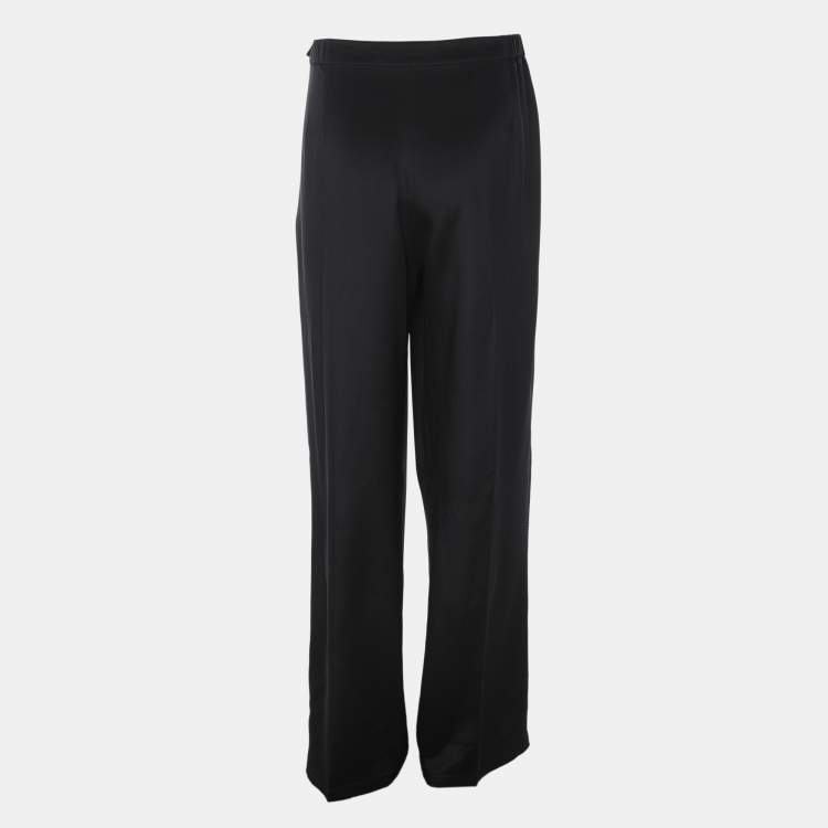 Pre Owned Marina Rinaldi Black Silk Blend Caddy Trousers L