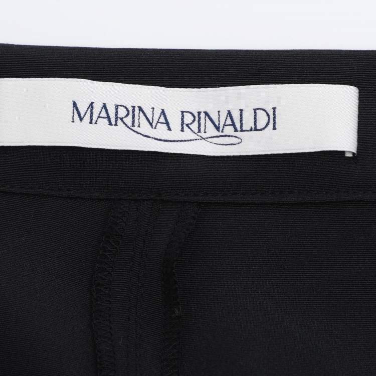 Pre Owned Marina Rinaldi Black Silk Blend Caddy Trousers L