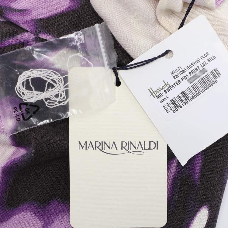 Pre Owned Marina Rinaldi Multicolor Printed Silk Sweater L