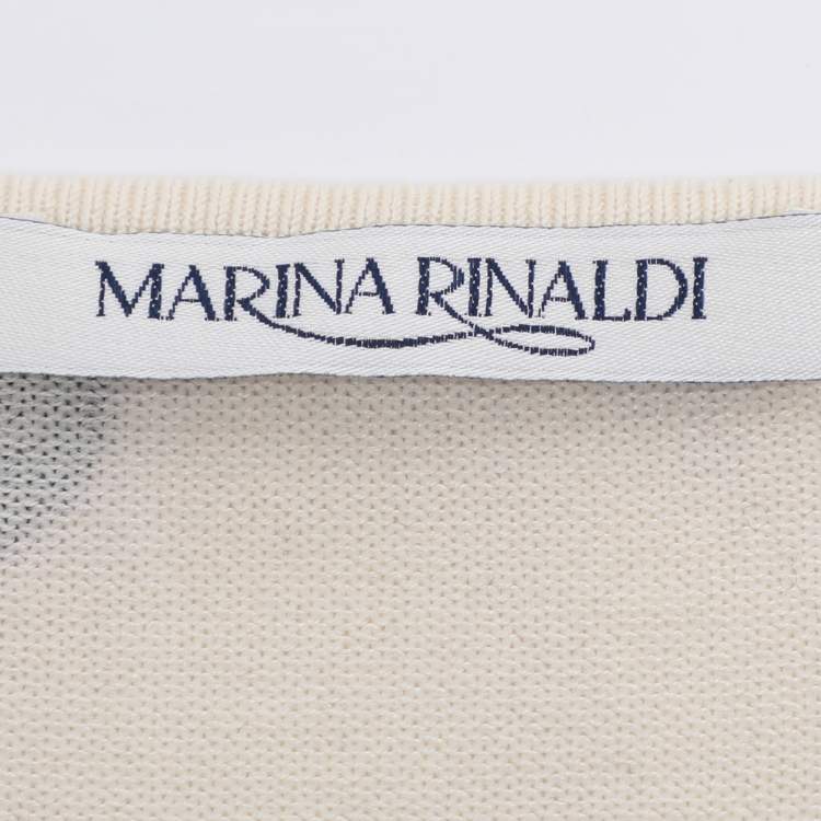 Pre Owned Marina Rinaldi Multicolor Printed Silk Sweater L