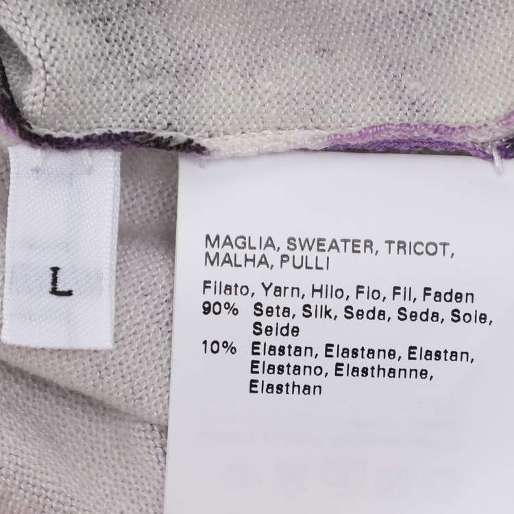 Pre Owned Marina Rinaldi Multicolor Printed Silk Sweater L