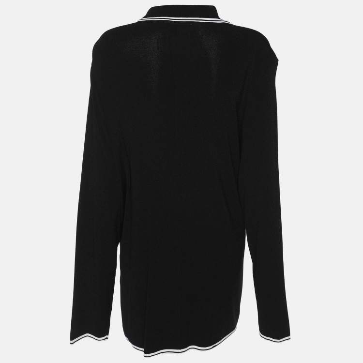 Pre Owned Marina Rinaldi Black Jersey Cardigan Set L
