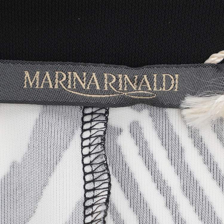Pre Owned Marina Rinaldi Black/White Jersey Psychadelic Stripe Tunic M