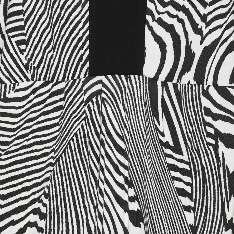 Pre Owned Marina Rinaldi Black/White Jersey Psychadelic Stripe Tunic M