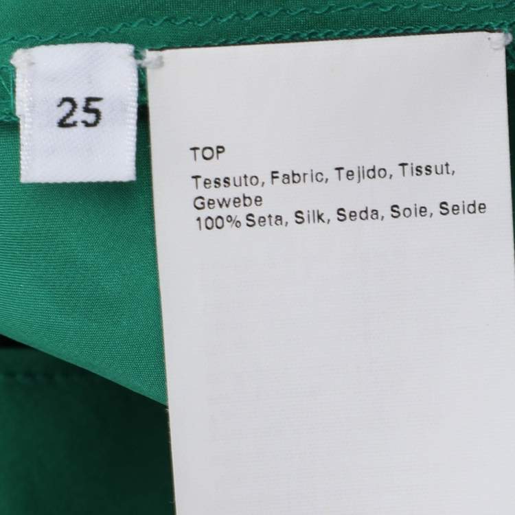 Pre Owned Marina Rinaldi Green Silk Embellished Tops L