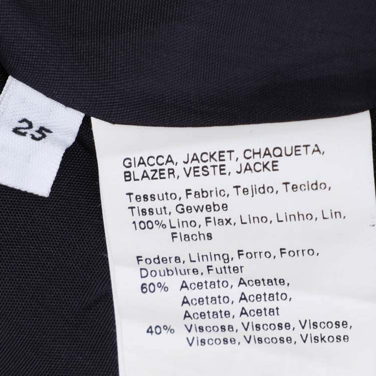 Pre Owned Marina Rinaldi Navy Blue Linen Single Breasted Blazer L