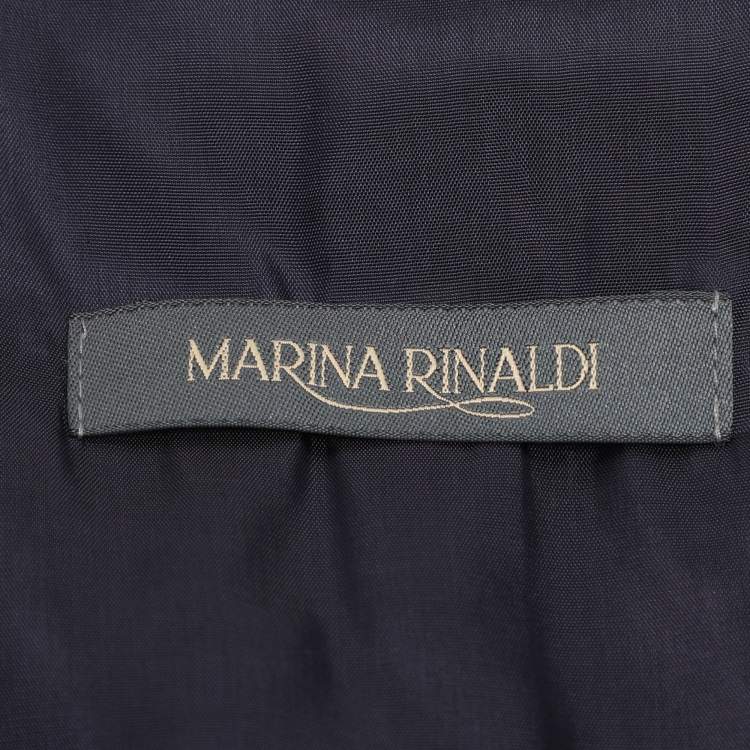 Pre Owned Marina Rinaldi Navy Blue Linen Single Breasted Blazer L