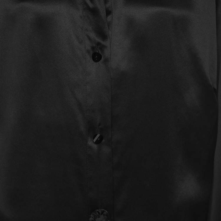 Pre Owned Marina Rinaldi Black Silk Long Sleeve Shirt L