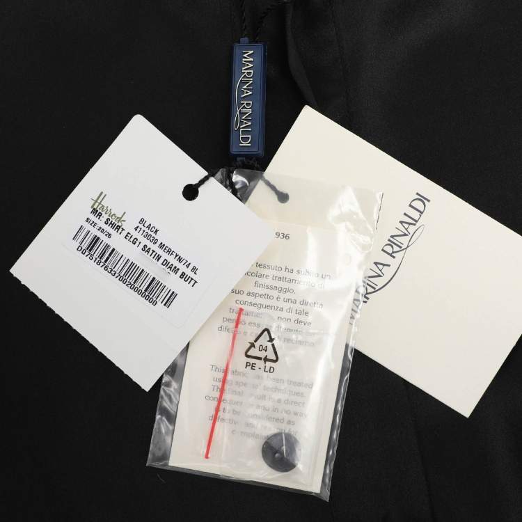 Pre Owned Marina Rinaldi Black Silk Long Sleeve Shirt L