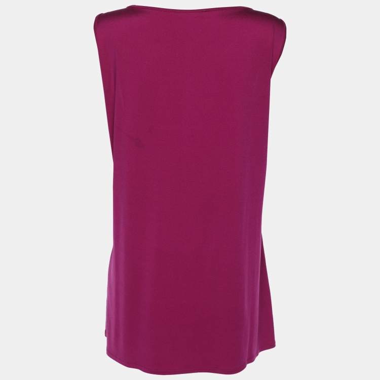 Pre Owned Marina Rinaldi Purple Jersey Gathered Front Top L