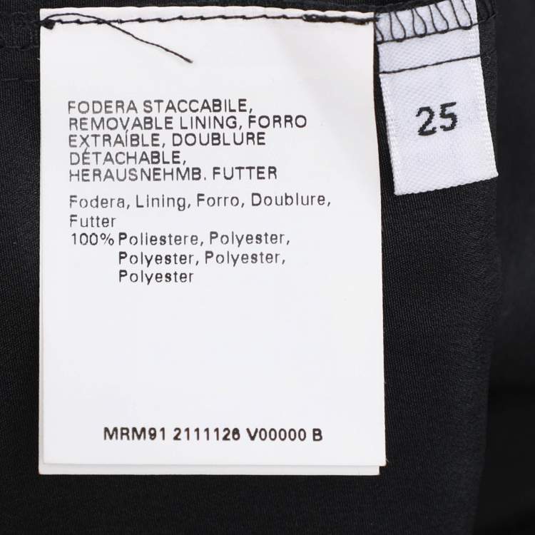 Pre Owned Marina Rinaldi Dark Grey Polk Dots Print Chiffon Ruffle Neck Tops L