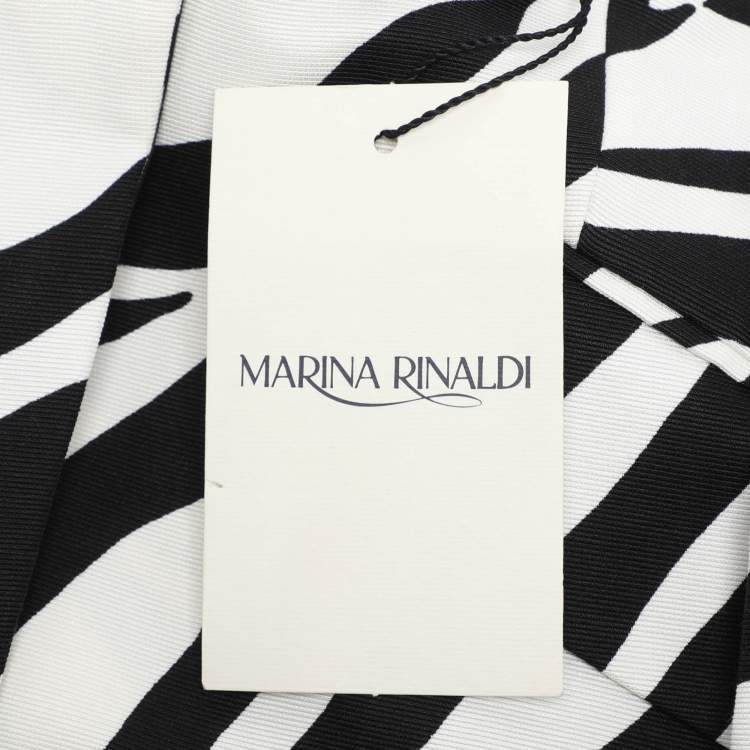 Pre Owned Marina Rinaldi Black/White Zebra Print Single Breasted Coat L