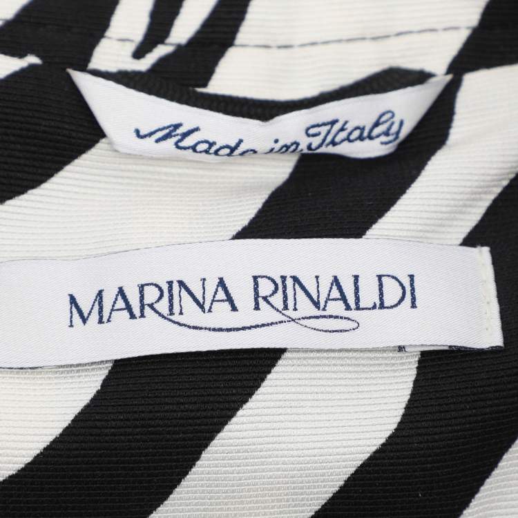 Pre Owned Marina Rinaldi Black/White Zebra Print Single Breasted Coat L