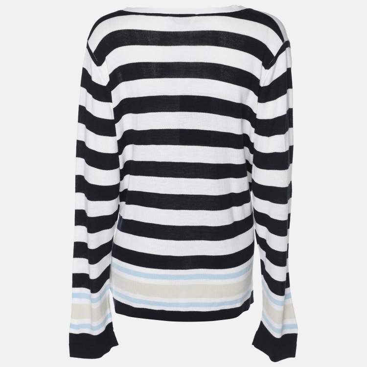 مملوكة مسبقًا Marina Rinaldi Multicolor Stripe Knit Fabric Sweatshirt L