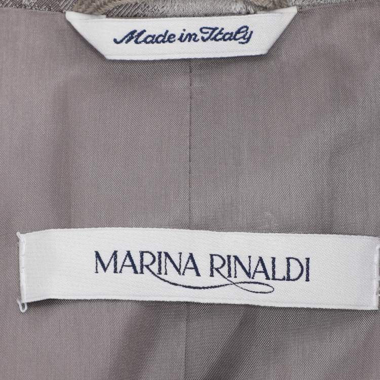 Pre Owned Marina Rinaldi Grey Jacquard Single Breasted Blazer L