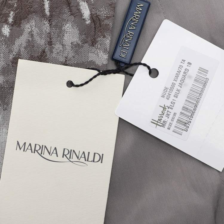 Pre Owned Marina Rinaldi Grey Jacquard Single Breasted Blazer L