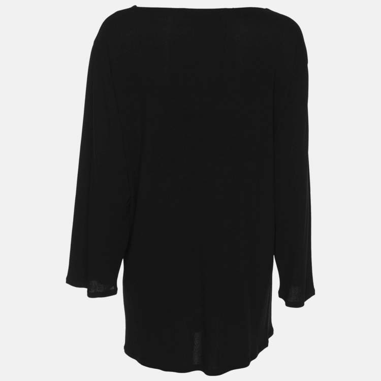 Pre Owned Marina Rinaldi Black Jersey Full Sleeve Top L