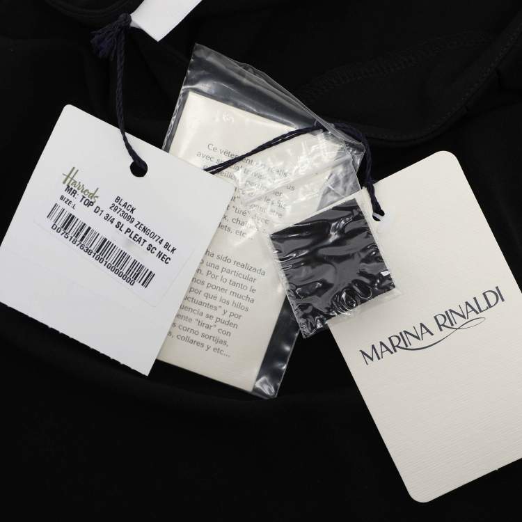 Pre Owned Marina Rinaldi Black Jersey Full Sleeve Top L