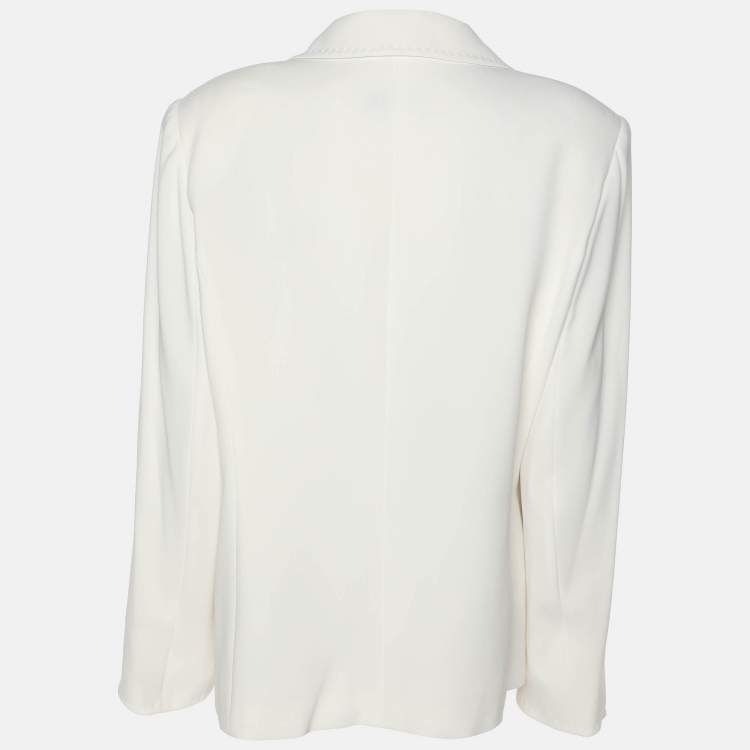 Pre Owned Marina Rinaldi White Crepe Single Breasted Blazer L