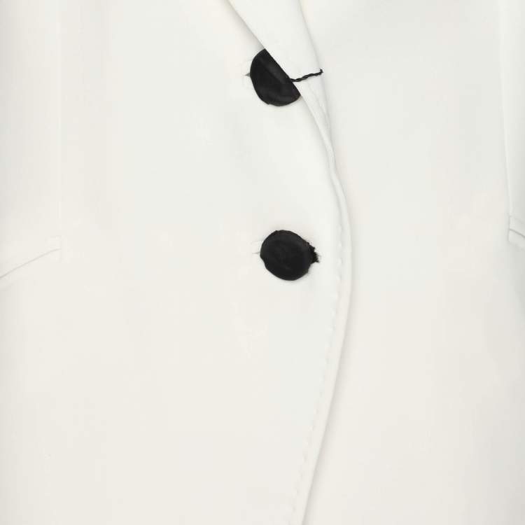 Pre Owned Marina Rinaldi White Crepe Single Breasted Blazer L