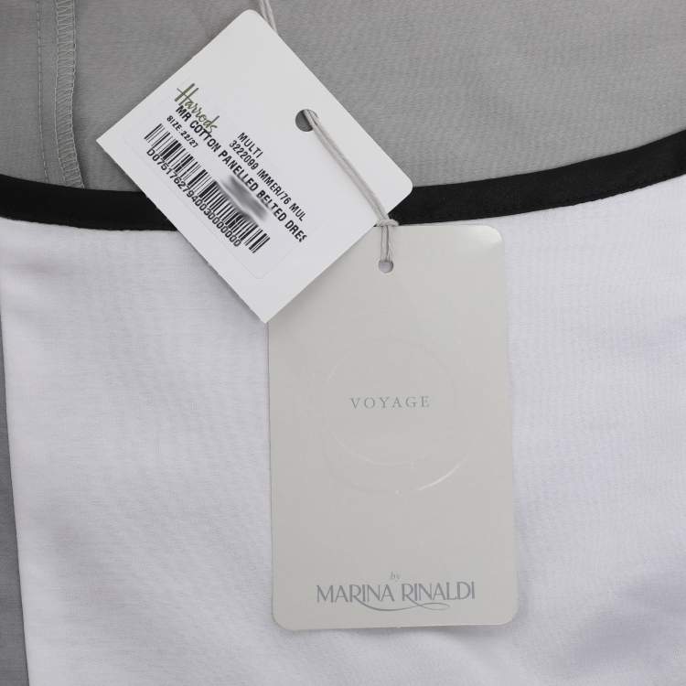 Pre Owned Voyage by Marina Rinaldi Multicolor Cotton Patchwork Belted Dress L