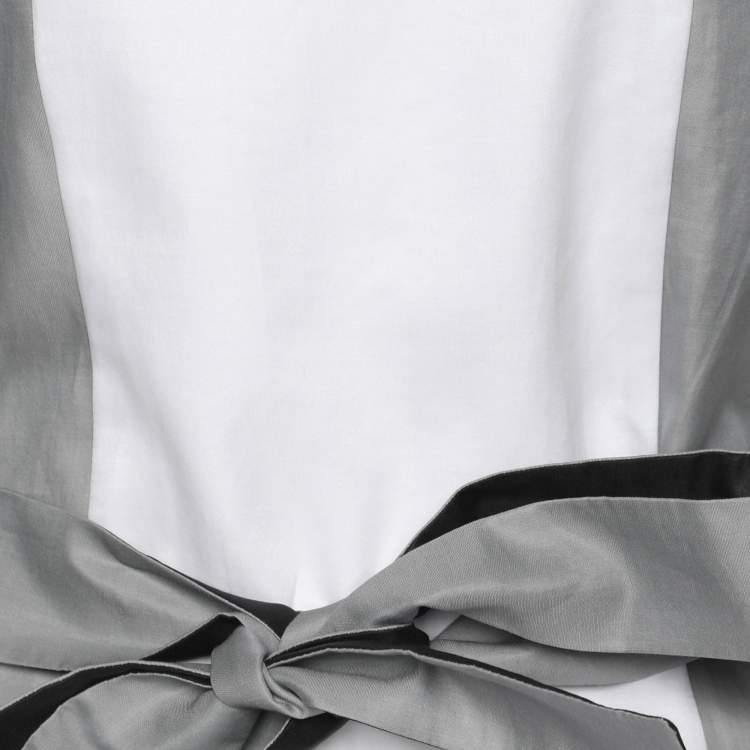 Pre Owned Voyage by Marina Rinaldi Multicolor Cotton Patchwork Belted Dress L