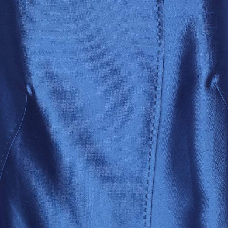 Pre Owned Marina Rinaldi Blue Silk Blend Blazer L