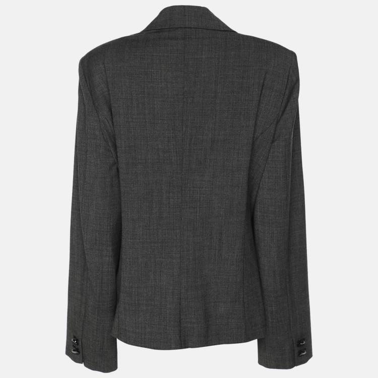 Pre Owned Marina Rinaldi Grey Fleece Wool Coat L