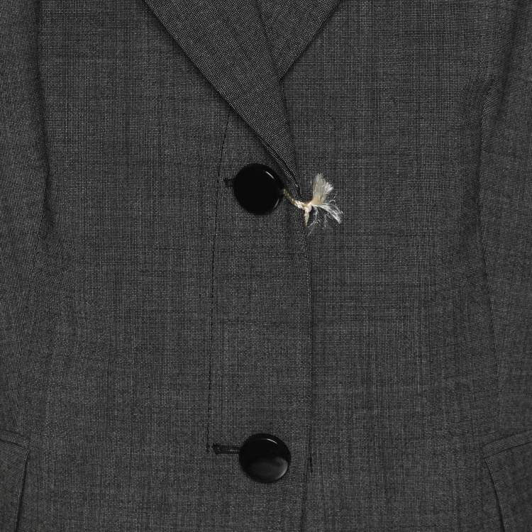 Pre Owned Marina Rinaldi Grey Fleece Wool Coat L