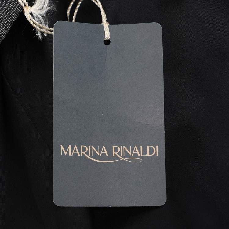 Pre Owned Marina Rinaldi Grey Fleece Wool Coat L