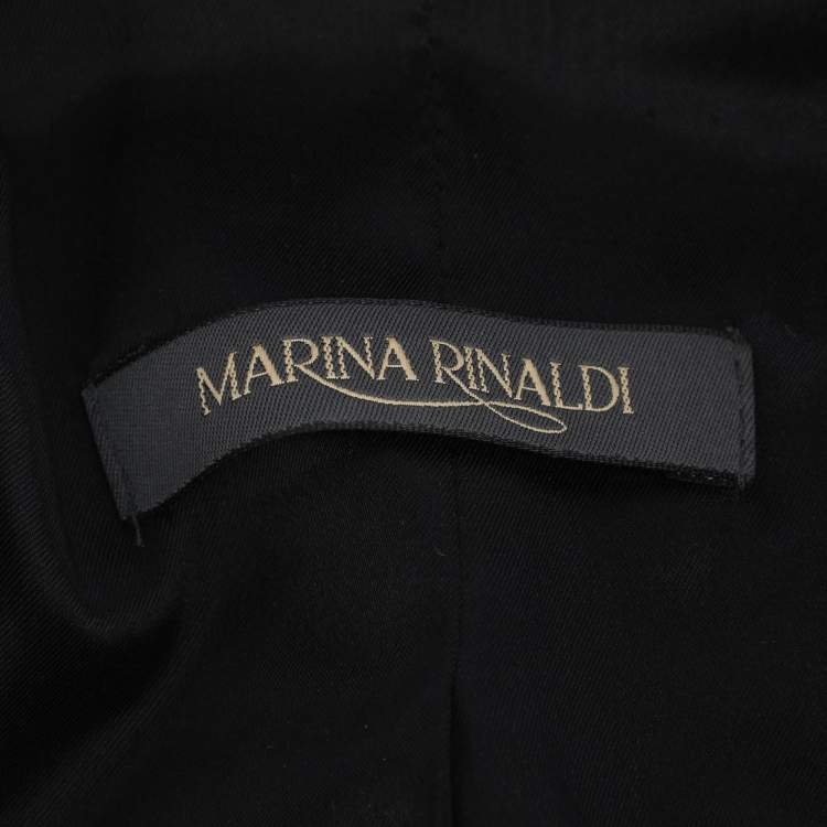 Pre Owned Marina Rinaldi Grey Fleece Wool Coat L