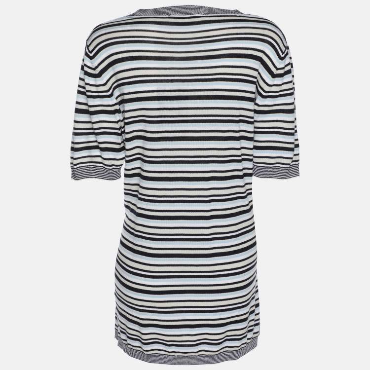 Pre Owned Marina Rinaldi Multicolor Stripe Stretch Knit Top L