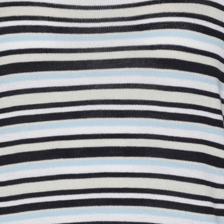 Pre Owned Marina Rinaldi Multicolor Stripe Stretch Knit Top L