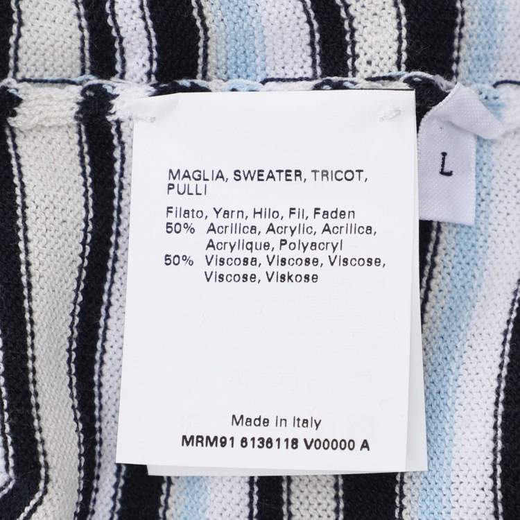 Pre Owned Marina Rinaldi Multicolor Stripe Stretch Knit Top L