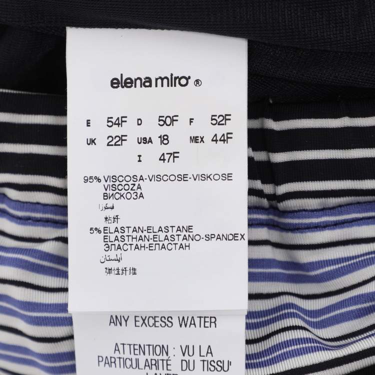 Pre Owned Elena Miro Black/White Printed Jersey Midi Skirt XL
