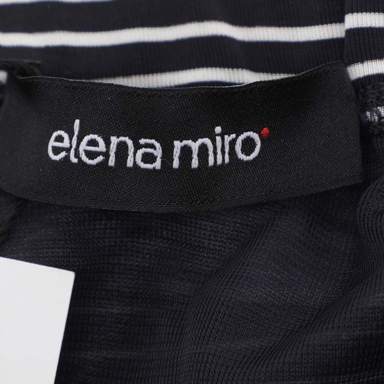 Pre Owned Elena Miro Black/White Printed Jersey Midi Skirt XL