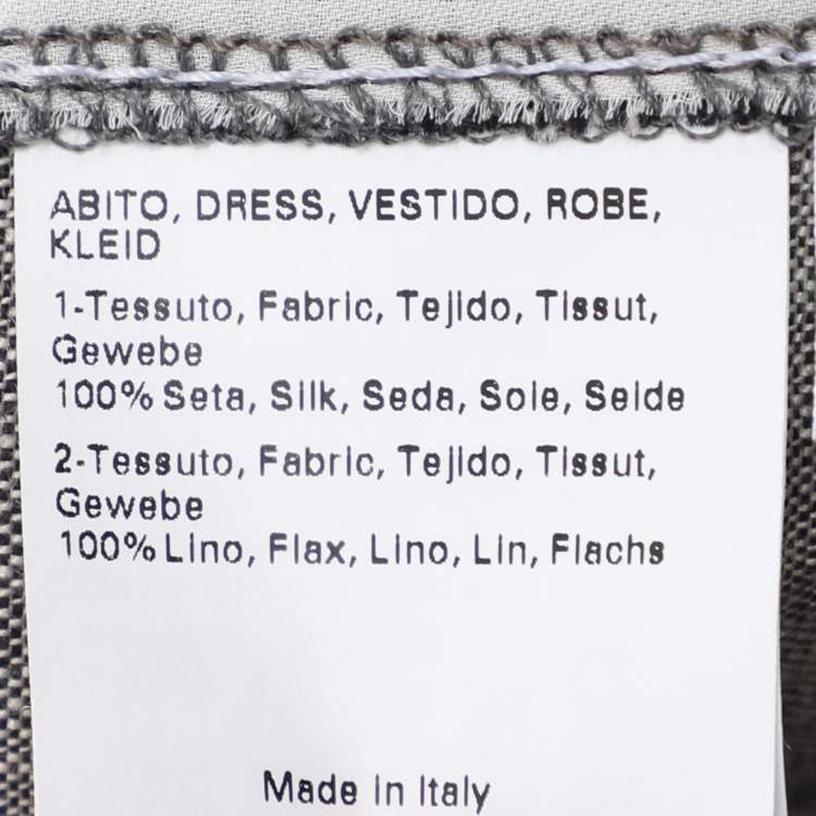 Pre Owned Marina Rinaldi Multicolor Silk Linen Drawstring Dress L