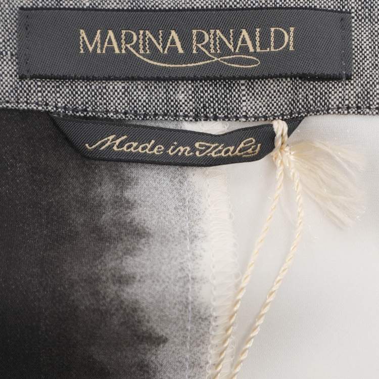 Pre Owned Marina Rinaldi Multicolor Silk Linen Drawstring Dress L