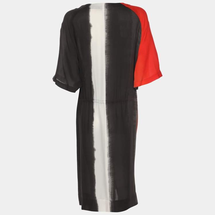 Pre Owned Marina Rinaldi Multicolor Silk Linen Drawstring Dress L