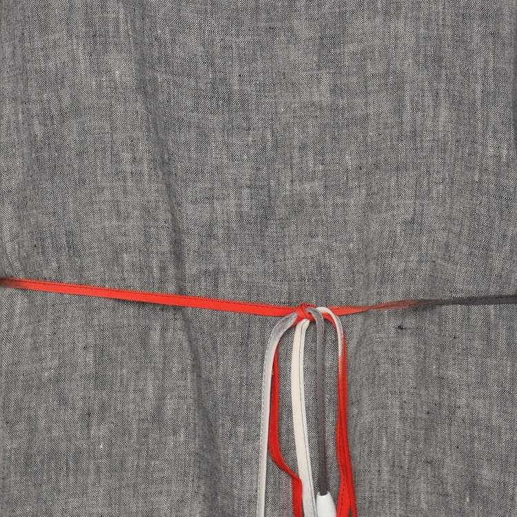 Pre Owned Marina Rinaldi Multicolor Silk Linen Drawstring Dress L