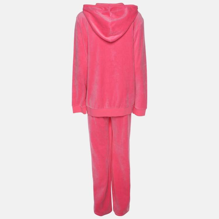 Pre Owned Marina Sport by Marina Rinaldi Pink Jersey Hoodie and Joggers Set L