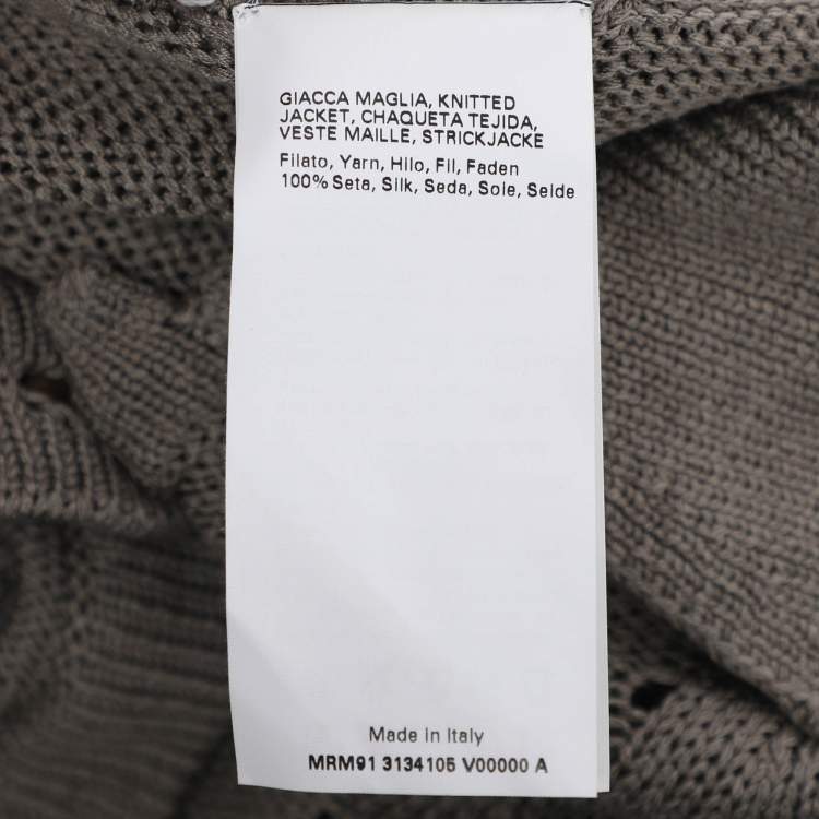 Pre Owned Marina Rinaldi Grey Rib Knit Button Front Sweater L