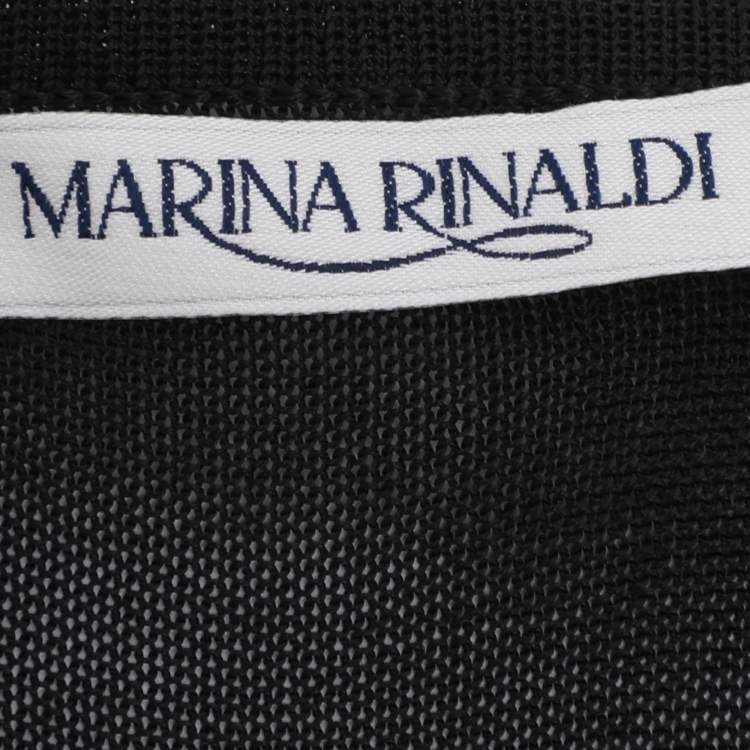 Pre Owned Marina Rinaldi Black Stretch Knit Half Sleeve Sweater Set L