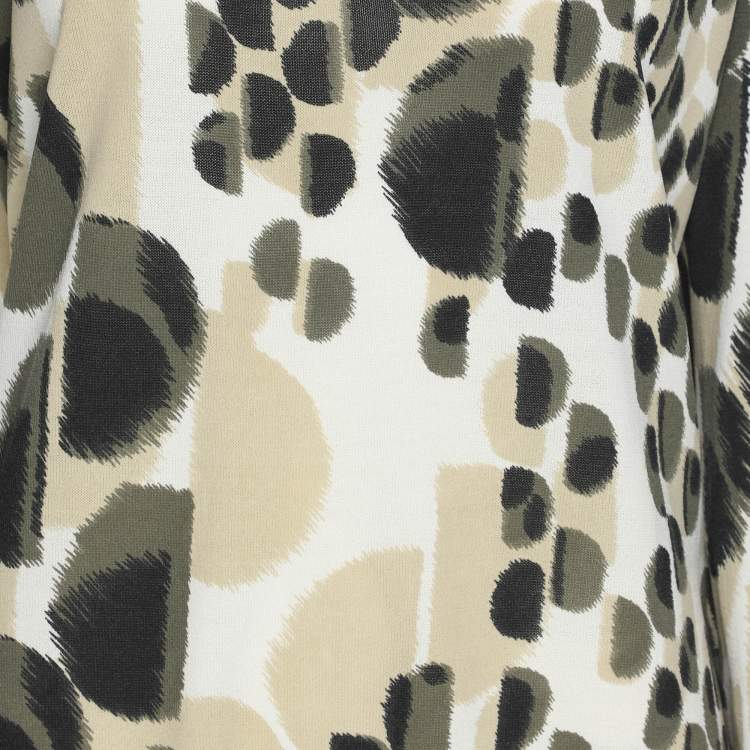 Pre Owned Marina Rinaldi Multicolor Jersey Neck Scoop 3/4 Sleeve Sweater L