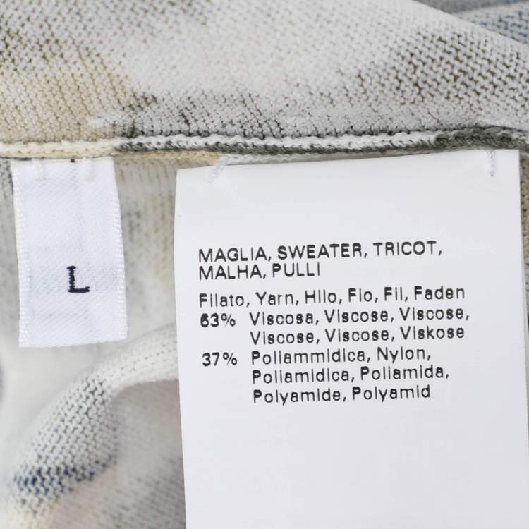 Pre Owned Marina Rinaldi Multicolor Jersey Neck Scoop 3/4 Sleeve Sweater L