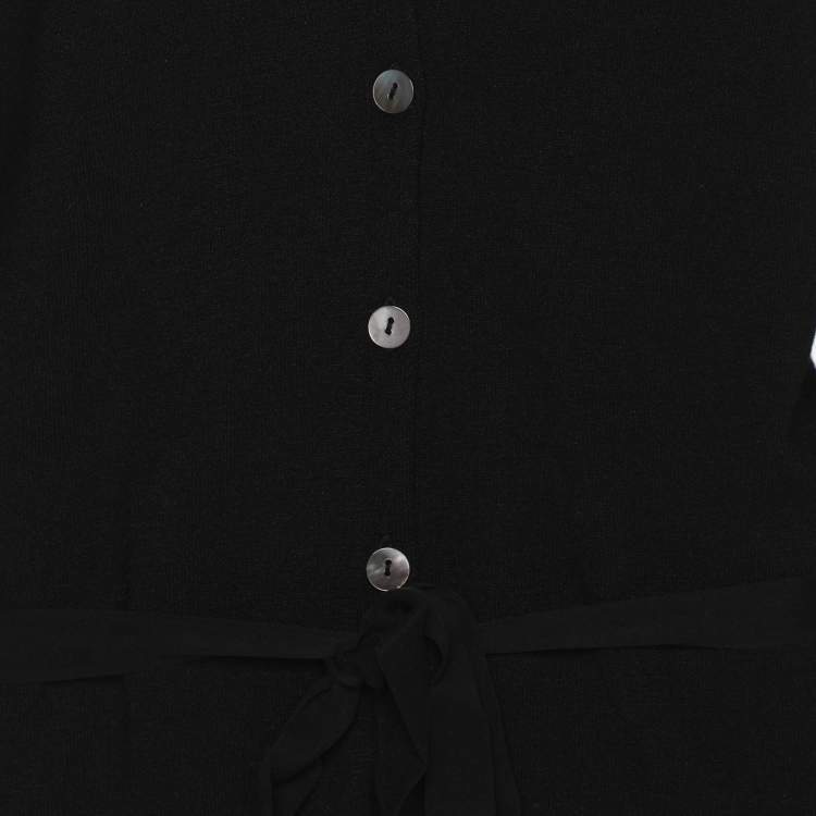 Pre Owned Marina Rinaldi Black Stretch Knit Belted Sweatshirt XL